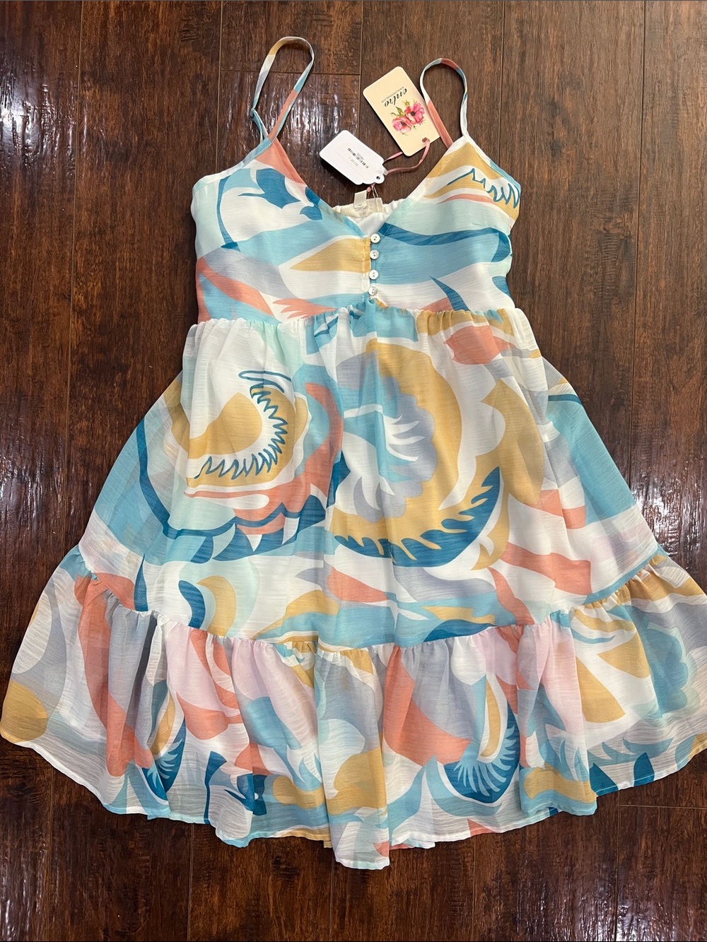 Multicolor Crescent-Print Summer Dress from local boutique size Large